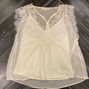 Lovestitch Cream Short Sleeve Top Size M